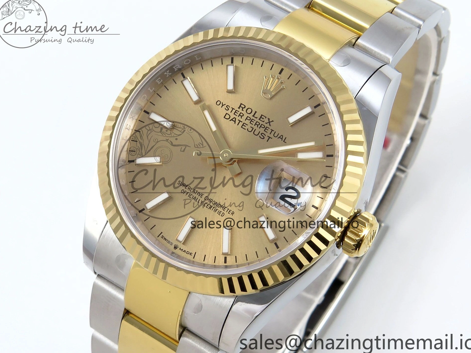 MiroTime 0418 SmartChoice DateJust 36 126233 EWEF Best Edition YG Stick Dial on SS YG Oyster Bracelet A 669